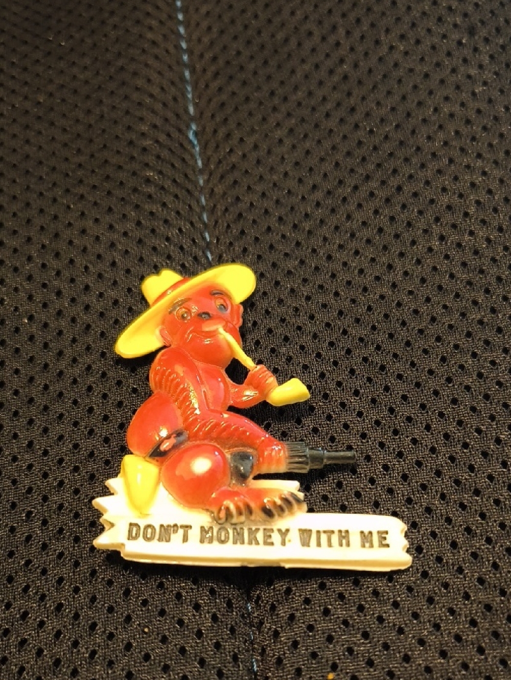 Vintage Style Red Monkey Vintage Celluloid 1940s Piece- "Don't Monkey With Me"